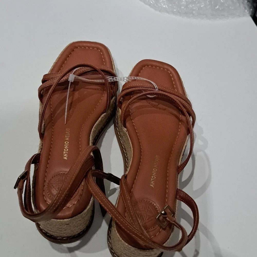 Antonio Melani Hazelle Strappy Platform Wedge Espadrille Sandals - Picture 4 of 7